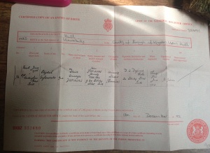 Elizabeth Oghenorvbo Dafinone's birth certificate