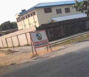 Road construction work in Festac 2014