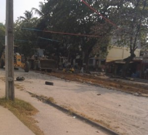 Road construction work in Festac 2014