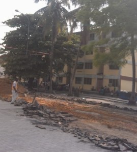 Road construction work in Festac 2014