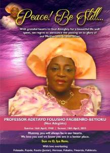 Professor Adetayo Foluso Fagbenro-Beyioku